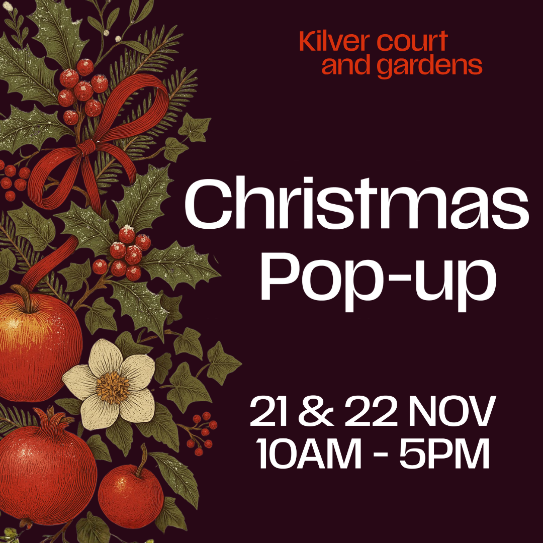 Christmas foliage with words 'Christmas Pop-up / 21 & 22 Nov / 10am - 5pm'