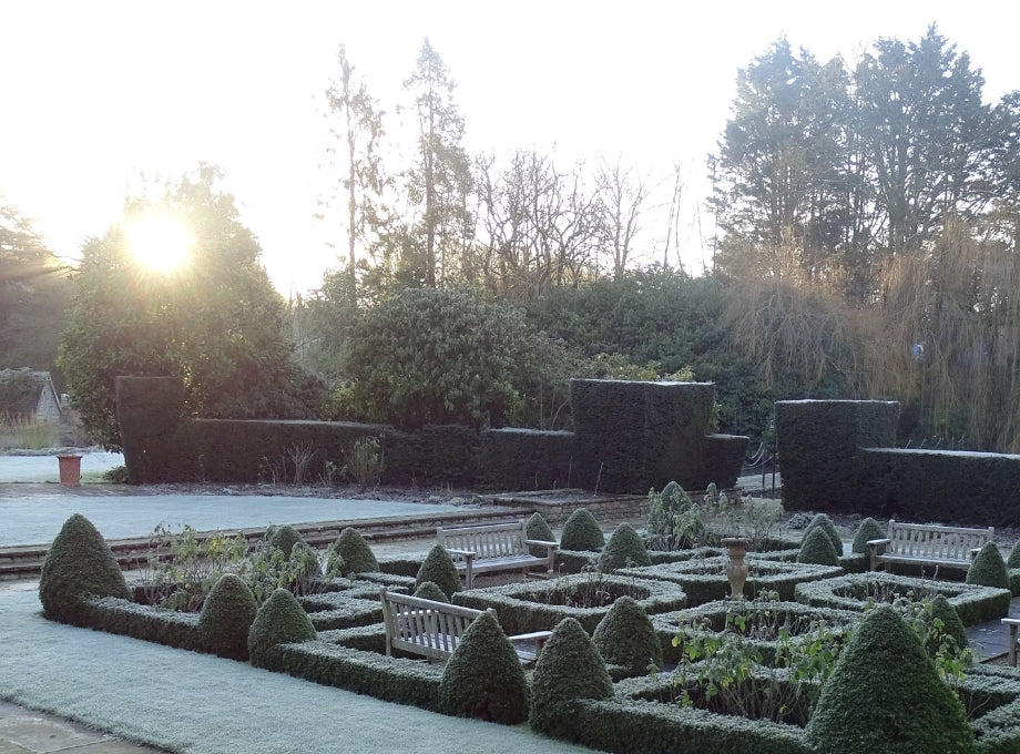 A frosty scene of the Kilver Court Parterre 