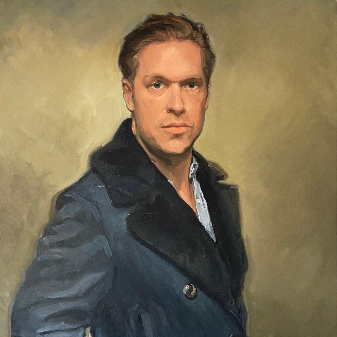 Image of painted portrait of a man in a coat