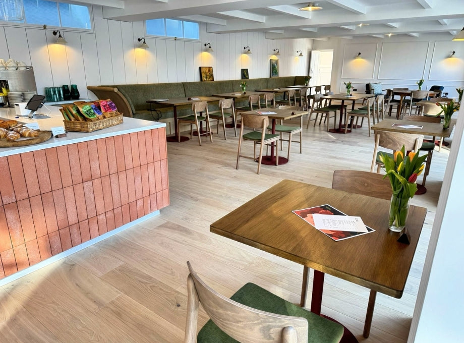 Bright and airy café interior at Kilver Court in Shepton Mallet